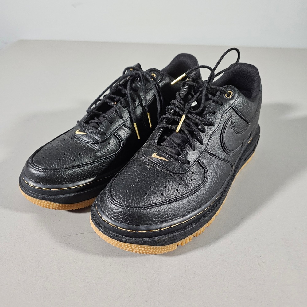 Nike Air Force 1 Luxe Mens Size 12 Black Gum DB4109-001 Tumbled Leather Sneakers